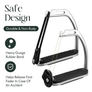Estribos de Seguridad para Montar a Caballo, 1 Par, Acero Inoxidable Plateado, Antideslizantes, Equipo de Equitación HASHIR - Product Image 2