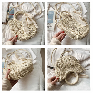Sac en jonc de mer 100% naturel et écologique pour femmes avec nœud (2 couleurs) | Sac pour femmes, sac en jonc de mer, sac naturel | Sac quotidien pour filles - Product Image 5
