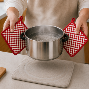 Meilleur design attrayant, protège-plat à motif à carreaux, isolation thermique, protège-plat 100% coton pour la cuisine et la table. - Product Image 1