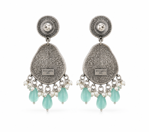 Boucles d'oreilles pendantes goutte d'eau en pierre turquoise et perles d'imitation, plaqué or antique, style bohème, pour femme, idéales pour les soirées - Product Image 5