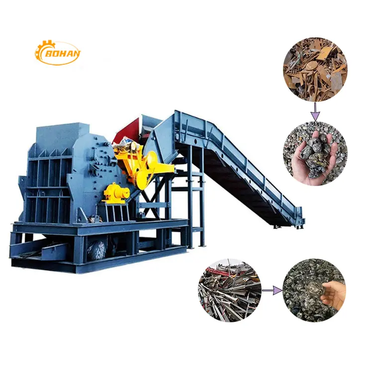 Penghancur daur ulang potongan logam terjangkau, penghancur baja, penghancur palu besi, tekanan hidrolik
