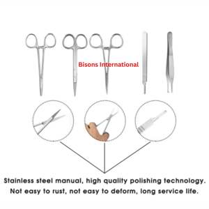Kit d'entraînement manuel en acier inoxydable pour la suture, ensemble de pratique médicale et chirurgicale avec coussinet en silicone, porte-aiguille et forceps - Product Image 4