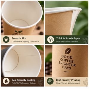 Gobelets à café en papier kraft biodégradable de qualité supérieure, à paroi simple, avec impression numérique - Good Things Brew Here - Product Image 2