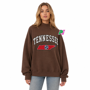 Sweat-shirt à col montant pour femme avec inscription TENNESSEE et appliqué carte, épais et lourd, idéal pour l'hiver - Product Image 1