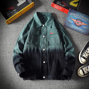 Doger Custom Embossed Men Denim <b>Jacket</b> Red Paint Streetwear Distressed Jean <b>Jackets</b> Men with Rivet and <b>Rhinestone</b> - Product Image 3