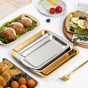 Vajilla Coreana Elegante de Acero Inoxidable, Bandejas Rectangulares para Servir, Aptas para Alimentos, Pulimentadas, Plato para Postre, Sushi, Uso en Restaurantes - Product Image 2