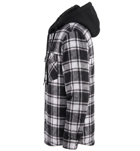 Veste à capuche en polaire à carreaux noirs pour homme, vêtement d'extérieur décontracté en flanelle à carreaux, coupe ajustée, manteau d'hiver de qualité supérieure, parka épaisse - Product Image 2