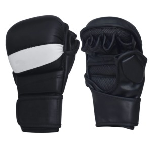 ถุงมือชกมวย MMA หนังสีดำคุณภาพสูง ปักโลโก้ได้ กันน้ำ ปิดด้วยแถบตีนตุ๊กแก สำหรับฝึกซ้อมและแข่งขัน 男女兼用 - Product Image 1