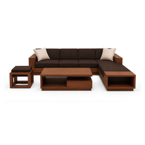 Juego de Sofás Seccionales de Madera de Teca Sólida de Lujo, Muebles de Salón en Forma de L para Villa, Hotel, Resort, Sala de Estar - Product Image 1