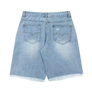 Shorts en jean décontractés mi-taille coupe droite pour homme, en mélange de coton, coupe régulière, avec boutons, idéal pour l'automne et le fitness - Product Image 5