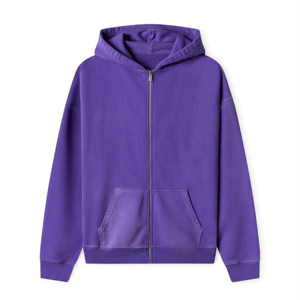 Sweat-shirt unisexe à capuche zippé en molleton, coupe oversize, couleur unie, avec poches, idéal pour l'hiver, 100% coton, style français - Product Image 1