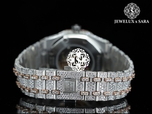 Reloj de pulsera de plata con diamantes de la mejor calidad, estilo hip hop brillante, caja de acero inoxidable duradera para eventos, regalos para hombres. - Product Image 3