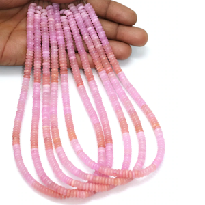 Magnifiques perles plates en opale rose, perles de pierres précieuses lisses, fournitures pour la création de bijoux, vente en gros de fils d'opale rose - Product Image 1