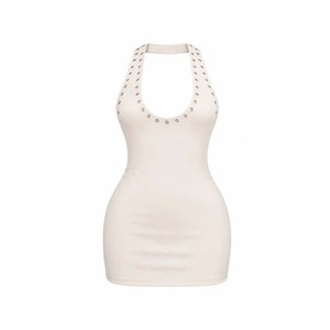 Body ajustado sin mangas con cuello halter para mujer, elástico, transpirable, sexy, con estampado, pañuelo para la cabeza y decoración de remaches, ideal para primavera y verano. - Product Image 2