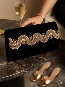 Exquisito Borde de Saree Floral Ecológico con Adornos Hechos a Mano, Lentejuelas Metálicas, Bordado de Precisión con Cuentas, Premium, Elegante y Romántico - Product Image 5