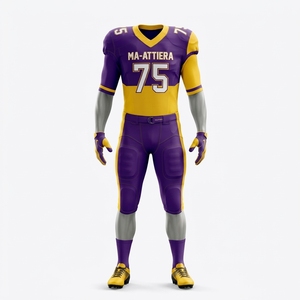 Custom Men's Purple Gold American Football Uniform <b>Padded</b> Jersey <b>Pants</b> Set Sports Team Apparel - Product Image 4