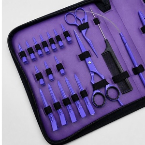 Hair Extension <b>Plier</b> 3mm Hole For Beads Wholesale Purple Surgical Grade Stainless Steel Hair Extension Tools Kit <b>Set</b> - Product Image 2