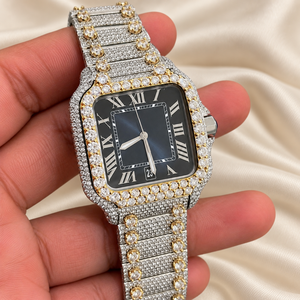 Reloj de Diamantes de Lujo Raj Gems, Esfera Cuadrada, Analógico de Cuarzo, Unisex, Correa de Acero Inoxidable de 20 mm, Números Romanos, Cristal de Zafiro, Caja - Product Image 2