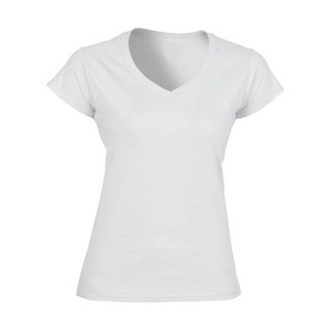 STELLAR <b>White</b> <b>V</b> <b>Neck</b> Women <b>Tshirt</b> Summer Short Sleeve Regular Fit Casual Business Office Wear 100% Cotton Knitted 240g - Product Image 3