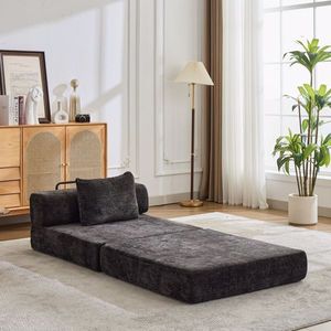Divano Sezionale Modulare Monoposto Senza Struttura, Convertibile in Letto da Terra, Telaio a Forma Fissa Compresso, Nessun Montaggio Richiesto, in Metallo - Product Image 2