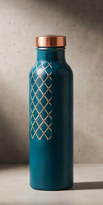 Venta al por mayor directa de fábrica: Taza de cobre esmaltada decorativa con motivo de celosía moderna, para bebidas ayurvédicas, a prueba de fugas, OEM - Product Image 5