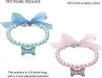 Collier élégant pour animaux de compagnie avec pendentif en cristal en forme d'os, rose et bleu, 11,8 pouces avec extension de 2 pouces, pour chats et petits chiens