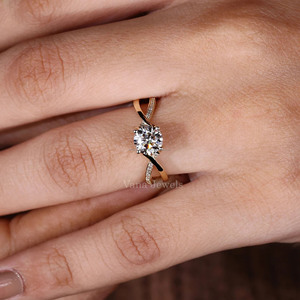 14K แหวนทองคำแท้สีเหลืองกลมสำหรับเป็นของขวัญวันครบรอบแต่งงานแหวนสำหรับผู้หญิง - Product Image 3