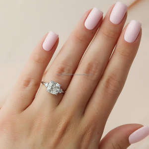 For GIA Certified Custom 18K Gold Rhodium Plating Engagement <b>Ring</b> <b>Cushion</b> Cut Natural Diamond for Bulk Jewelry Supply Certified - Product Image 2