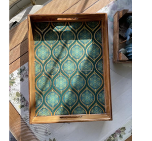 Plateau de service personnalisé, style nordique moderne, simple, couleur unie, rustique, plateau carré en bois d'acacia d'Inde - Product Image 5