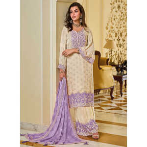 Hermosa ropa de fiesta india y pakistaní Top Plazzo Dupatta - Product Image 2