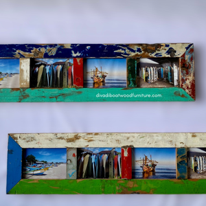 Cadre photo artisanal en bois de bateau recyclé, couleur naturelle, pour décoration murale et intérieure, salon ou chambre, vente en gros - Product Image 2