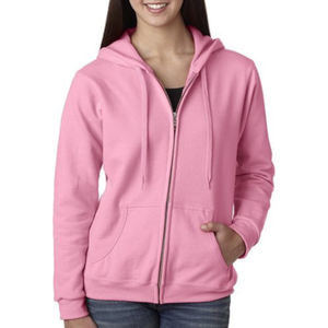Pull-over d'hiver pour femme en coton éponge rose épais, respirant, imperméable, écologique, personnalisé et de haute qualité avec impression en relief - Product Image 1