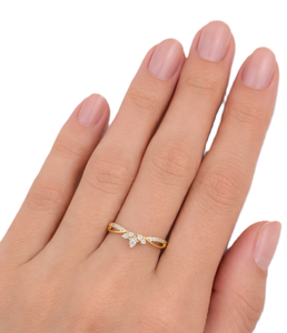 Def Color VS VVS ความชัดเจน Marquise & round Lab แหวนเพชร14K แข็งทอง Minimalist แหวนหมั้นวง STACKABLE - Product Image 6