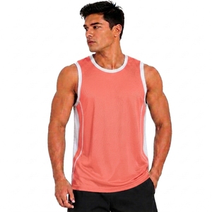 Unisex Sleeveless Mesh Tank Top Crew Neck Moisture Wicking <b>Athletic</b> Wear Coral Color All Seasons Regular Fit 100% Polyester - Product Image 1