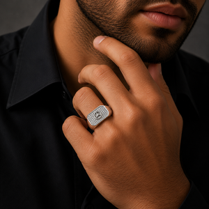 925 Sterling <b>Silver</b> Diamond <b>Mens</b> Signet <b>Ring</b> High Polish Octagon Design Wedding Party Daily Wear Gift Jewelry Band - Product Image 1