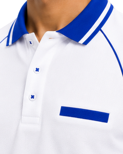 Camiseta Polo Personalizada Blanca y Azul Rey para Hombre, Ropa Deportiva Informal Personalizada, Transpirable, de Manga Corta, Mezcla de Algodón, para Golf - Product Image 3