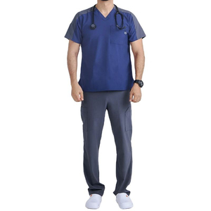 Ensemble de blouses médicales en jersey Spandex pour hommes, uniforme médical personnalisé à manches courtes pour l'été - Product Image 6