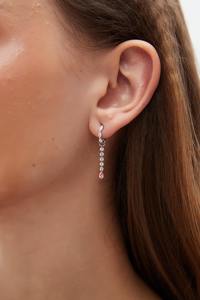 14K Solid Gold Pink Lab Grown Diamond Long Earring Charm Chain Link Dangle Minimal Luxury Jewelry Women <b>Gift</b> - Product Image 5