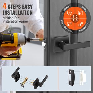 1 confezione leva porta di passaggio nera opaca maniglia interna reversibile per porta e finestra - Product Image 4