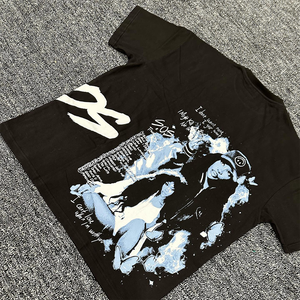 T-shirt en coton tricoté graphique « Money Is the Power » style vintage 2026 pour homme, coupe courte, manches courtes, confortable, service OEM en gros - Product Image 2