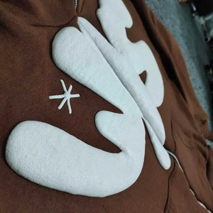Sudadera con Capucha y Cremallera Roja para Hombre con Estampado del Logotipo WYS Blanco, Ropa Casual de Calle para Otoño, Corte Regular, Sudadera de Punto de Algodón - Product Image 2