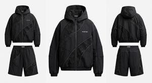 Custom Oversized Rhinestone Panel Windbreaker Hoodie Shorts Set Full <b>Zip</b> Lightweight Breathable Streetwear Tracksuit OEM - Product Image 5