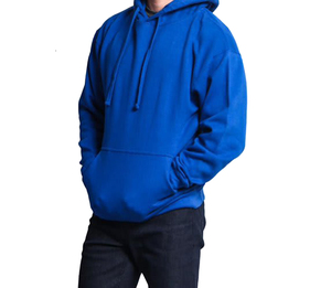 Sudadera con Capucha Azul para Hombre, Informal, de Otoño, Forro Polar, 100% Algodón, Transpirable, 300g, Color Sólido - Product Image 1