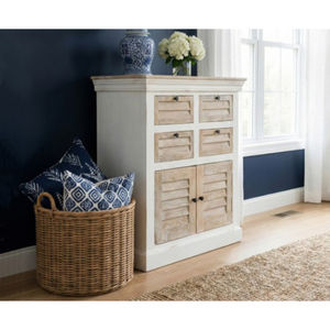 Mueble de Salón Moderno y Elegante de Madera Maciza con Acabado Natural Blanco, Ecológico, Ahorra Espacio, con 4 Cajones y 2 Puertas, Gran Venta - Product Image 1