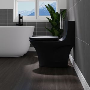 WC monoblocco 1.1/1.60 GPF con doppio scarico, tappo serbatoio con pulsante, scarico a pavimento (S-Trap), a risparmio idrico, allungato, altezza comfort, chiusura ammortizzata C - Product Image 3