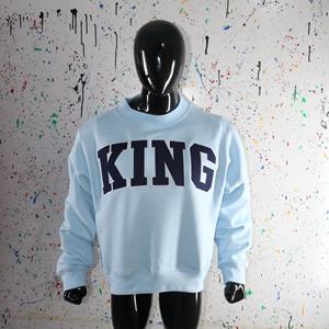 Sudadera KING SKY BLUE con cuello alto, 100% azul marino, con apliques bordados, cuello ancho, URBAN PRODUCTIONS - Product Image 4