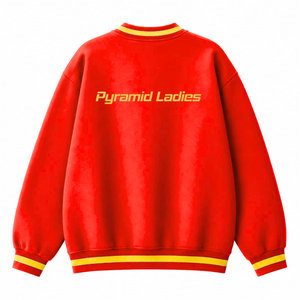 Custom NSPDK Sorority Breathable Varsity <b>Sweatshirt</b> with Embroidered Logo on Front red gold full Sleeve for Female - Product Image 3