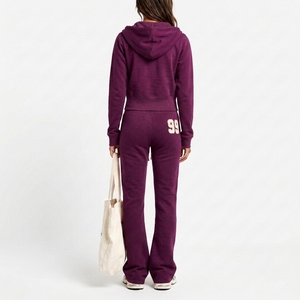 Conjunto Deportivo de Dos Piezas para Mujer de Alta Calidad, Sudadera con Cremallera, Forro Polar Ligero de Algodón, Ropa Urbana de 280g, Casual, Resistente al Viento, con Bolsillos Laterales - Product Image 2
