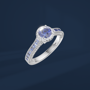 Bague de fiançailles de luxe pour femme de la marque DIFF, saphir bleu de laboratoire à taille brillante classique, platine PT950, diamant certifié IGI - Product Image 4