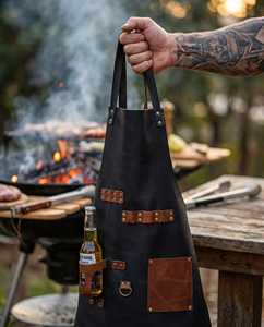 Lightweight Heavy Duty Foldable Smell Proof Nappa Leather Apron for Retail Staff Professional Stylish Protection Genuine Leather - Product Image 2